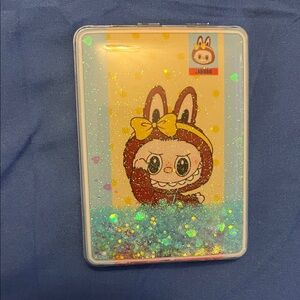 Labubu Glitter Filled Holographic Compact Mirror NWOT Collectible.